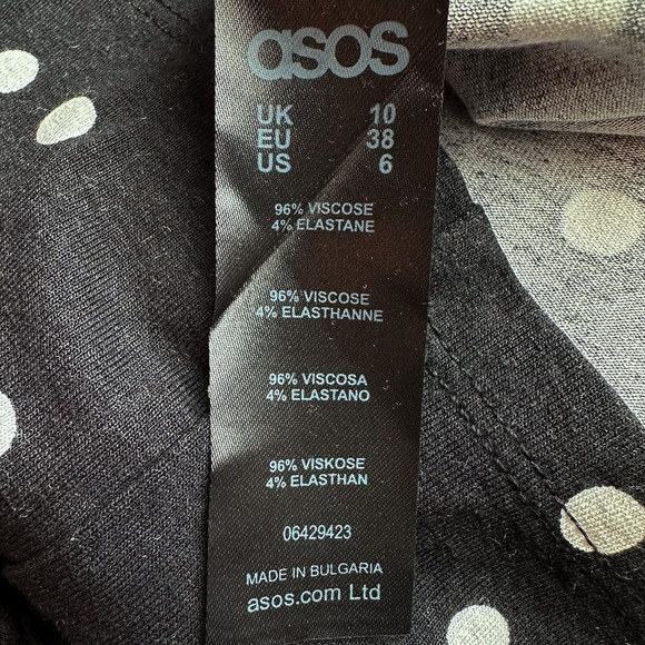 ASOS Bardot Polka Dot Off Shoulder Long Sleeve Maxi Dress Size 6 - Picture 10 of 10